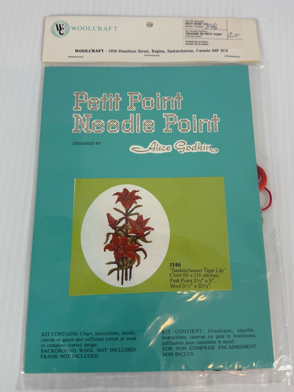 Vtg Woolcraft Petit Needle Point Kit Alice Godkin Saskatchewan Tiger Lily 1146